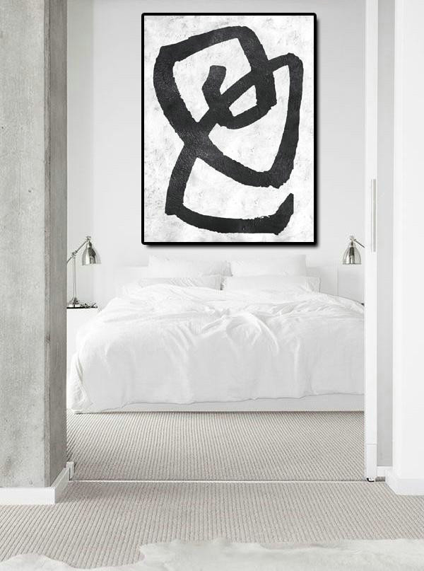 Extra Large Textured Painting On Canvas,Black And White Minimal Painting On Canvas - Original Modern Art,Large Wall Art Handmade